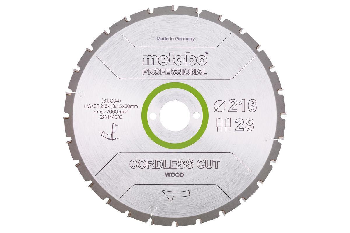 Rundsavklinge Metabo 216×30 mm 28 tænder - Cordless Cut Wood Professional billede