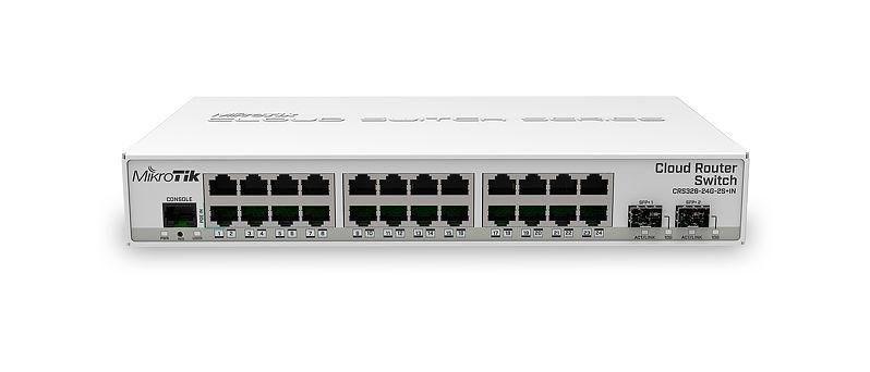 Netværksswitch MikroTik CRS326-24G-2S+IN - Managed Gigabit, PoE, hvid