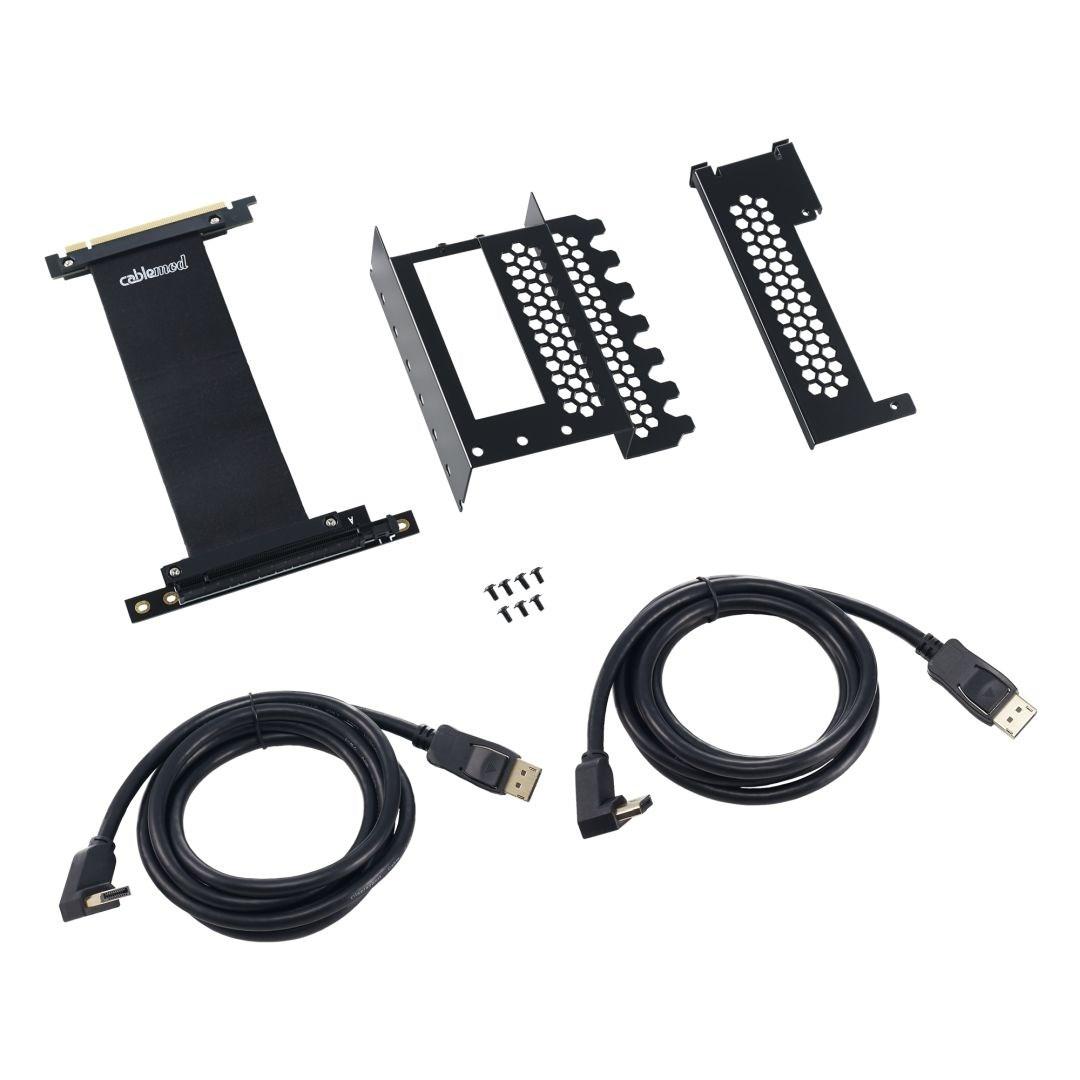 Grafikkortholder med lodret montering - CableMod med PCIe x16 riserkabel, 2x DisplayPort - sort billede