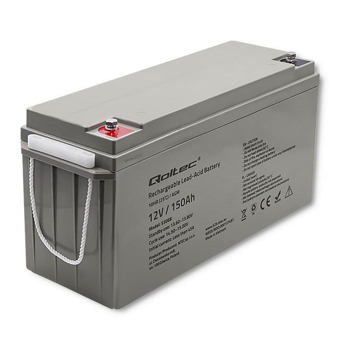 Batteri AGM 12V 150Ah - Qoltec 53068, maks. 2.250A billede