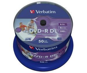 DVD+R dobbeltlag 8x - Verbatim Wide Inkjet Printable (50 stk.) billede