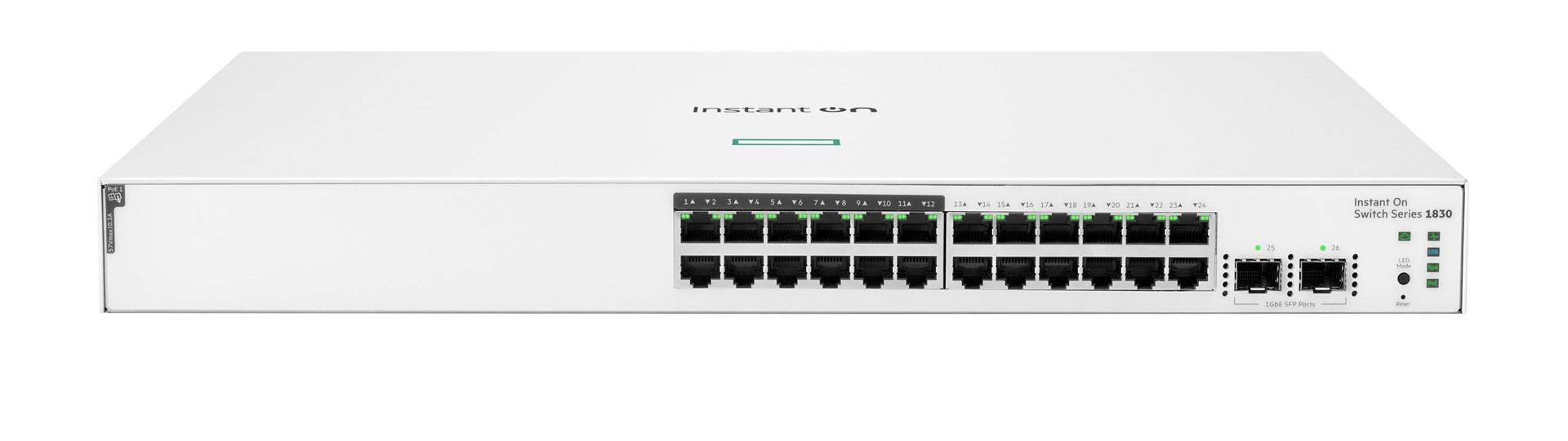 Netværksswitch HPE Aruba Instant On 1830, 24x Gigabit PoE, 2x SFP, 195 W