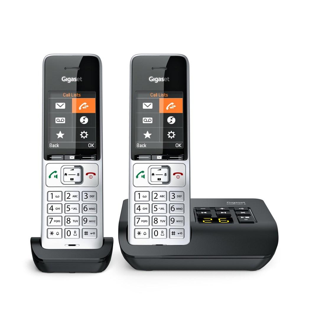 TrÃ¥dlÃ¸s fastnettelefon Gigaset COMFORT 500A Duo med svarer â sort/sÃ¸lv billede
