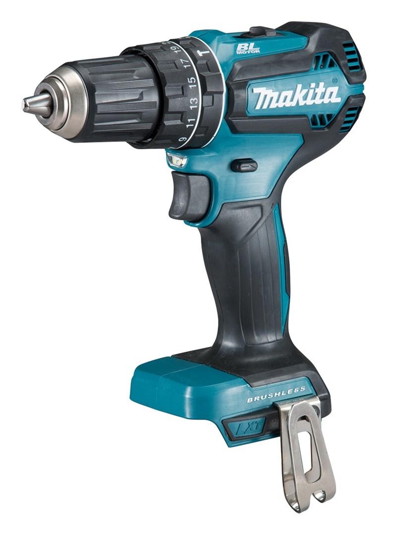Skruemaskine med slag Makita DHP485Z, 18V, kulfri, nøglefri borepatron - sort/blå