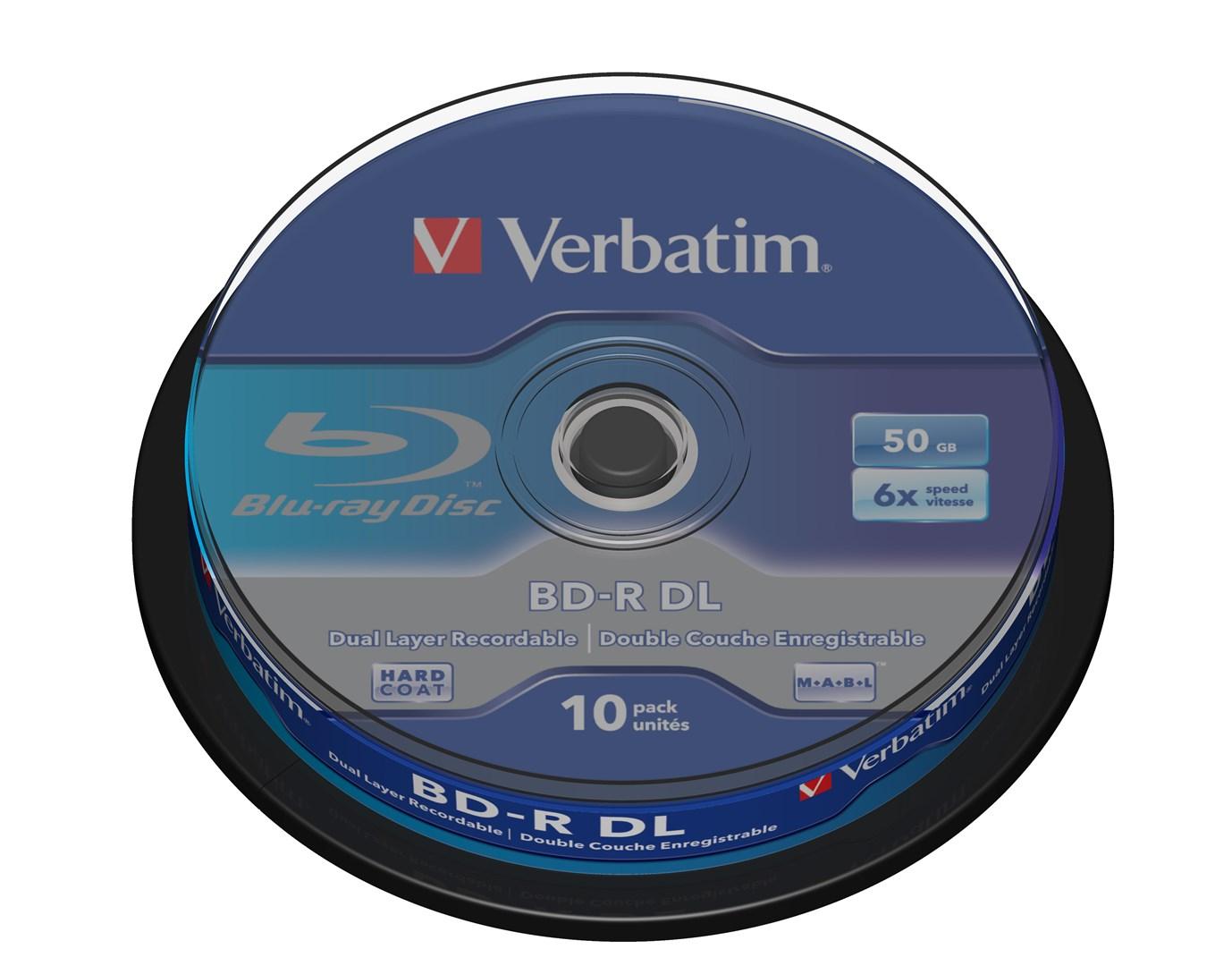 Blu-ray skiver Verbatim BD-R DL 50 GB - 10 stk. spindel billede