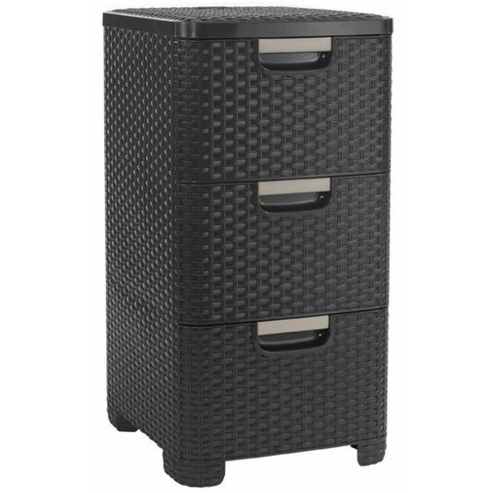 Skuffemodul med 3 skuffer 3×14 l - Curver, mørkebrun billede