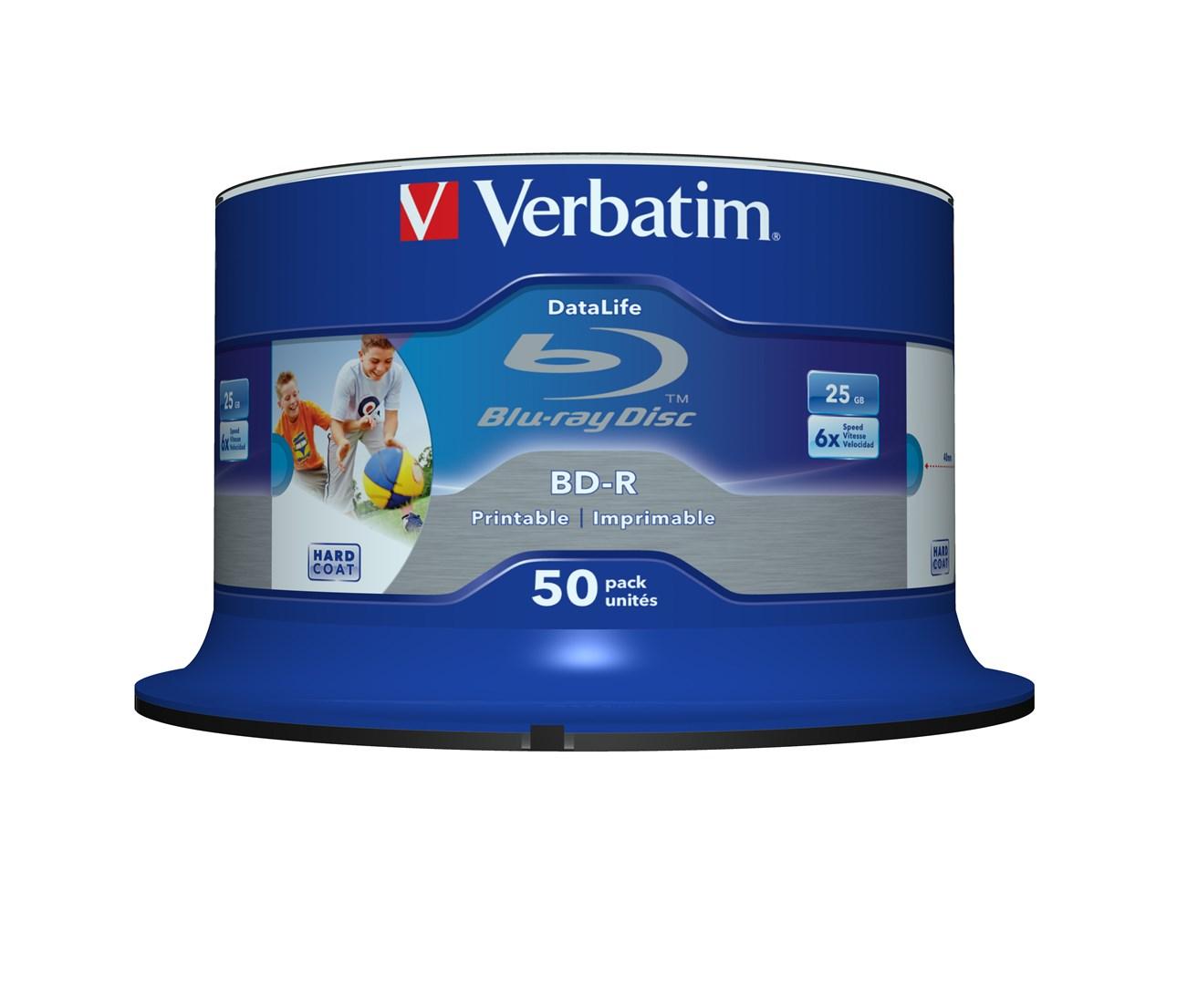 Blu-ray skiver - Verbatim BD-R 25 GB, 50-pack, printbare
