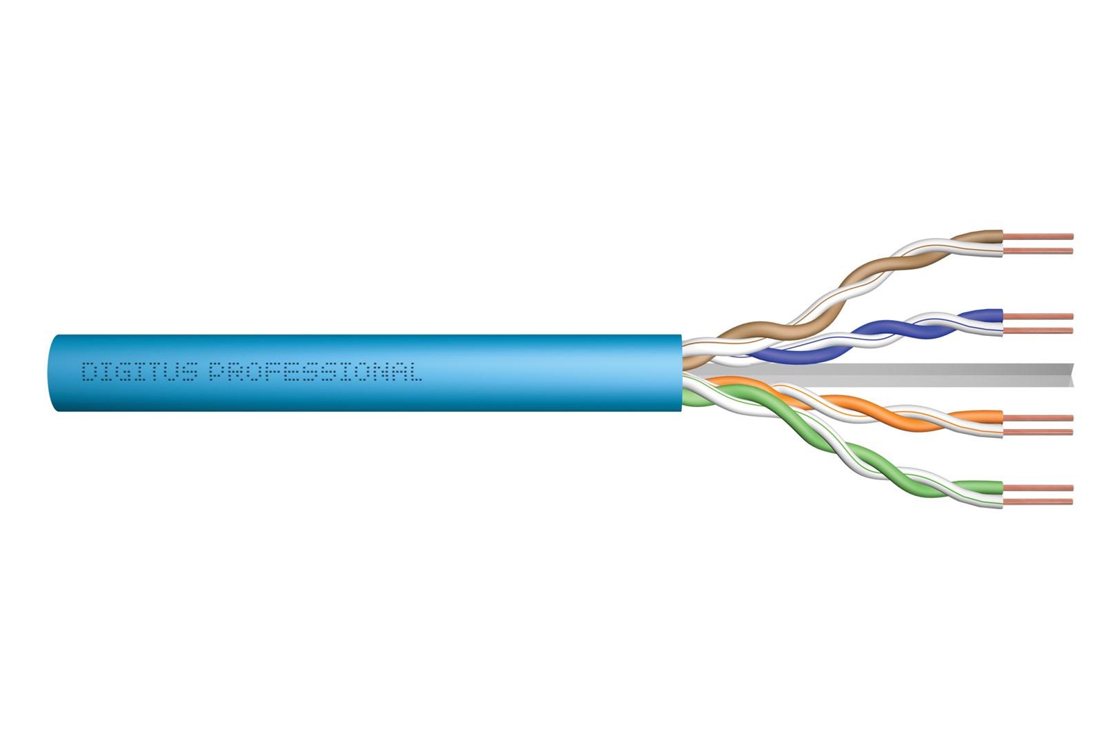 Netværkskabel Cat6a installationskabel - DIGITUS, U/UTP, 100 m, blå, LSOH, AWG 23/1 billede