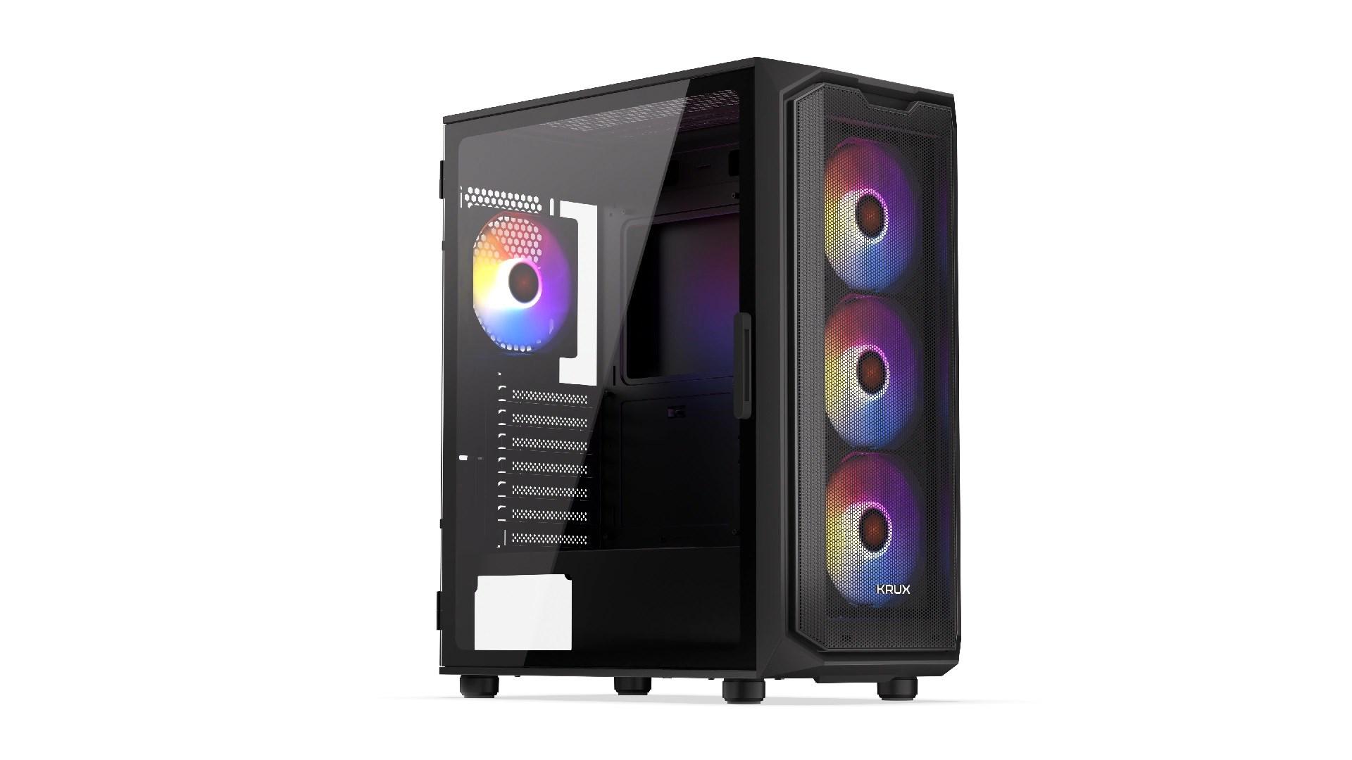 PC kabinet KRUX Orona Midi Tower – sort med hærdet glas billede