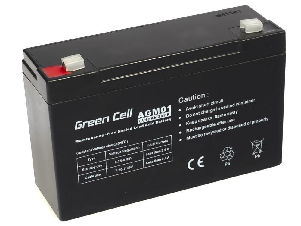 Batteri 6V 12Ah - Green Cell AGM blybatteri (VRLA) billede
