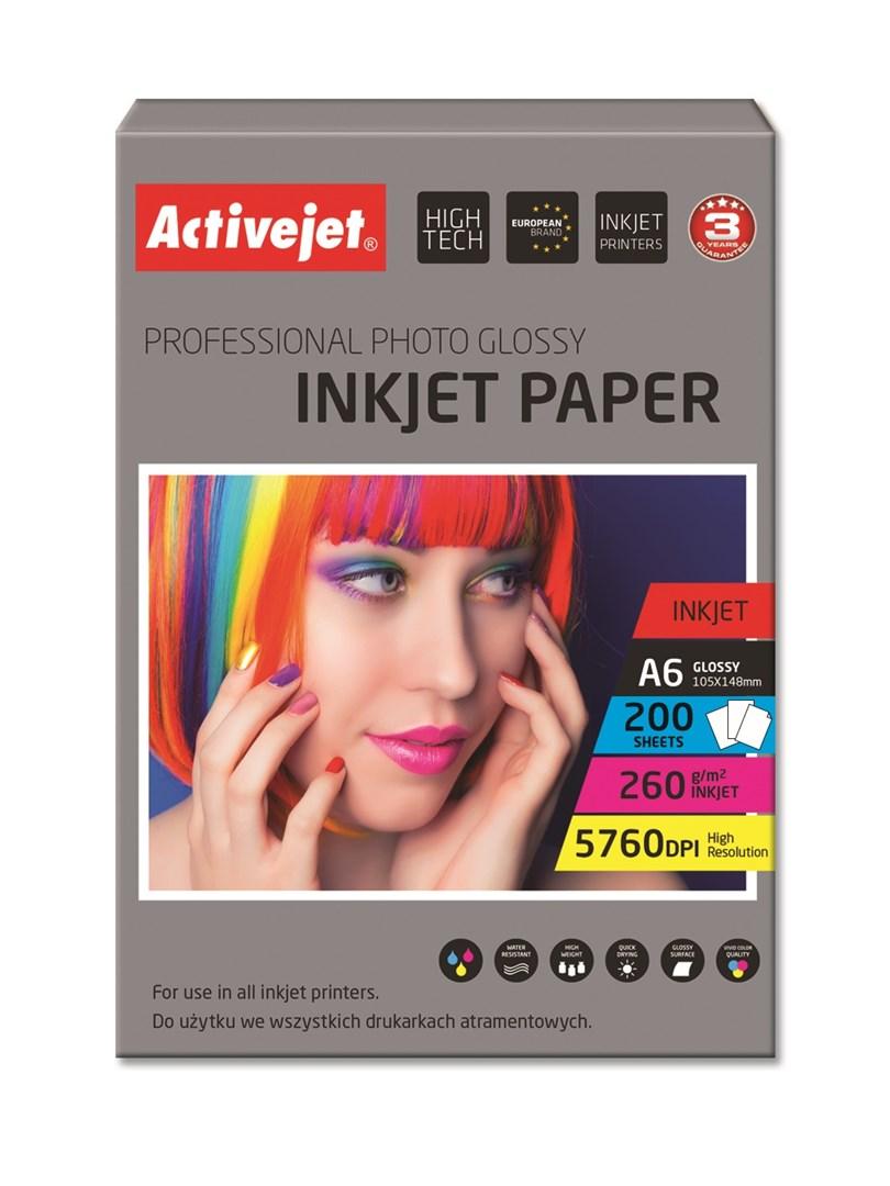 Fotopapir blank A6 260 g - Activejet, 200 ark (10 × 15 cm) billede