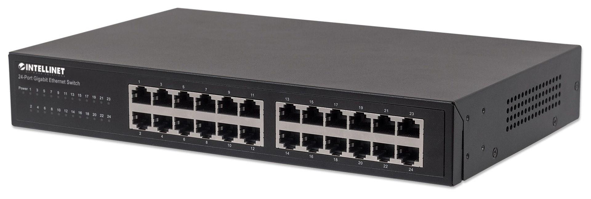 Netværksswitch Intellinet 24-port Gigabit Ethernet, desktop og 19" rack, metal billede