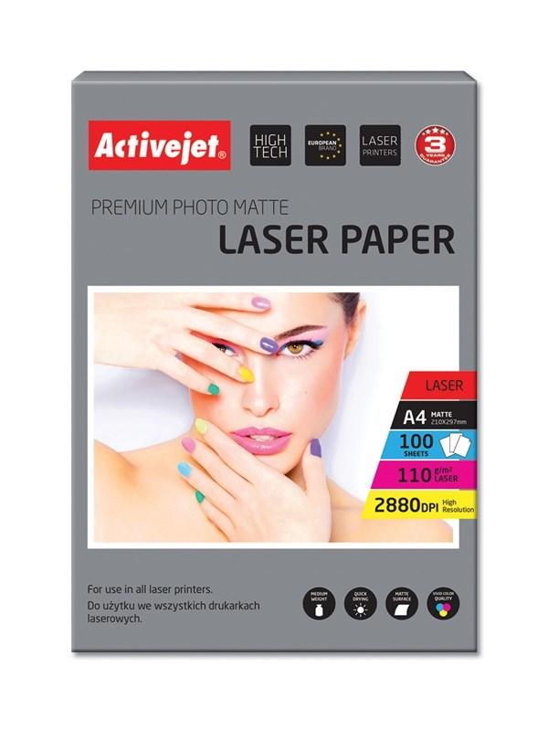 Fotopapir A4 mat - Activejet, 110 g/m², 100 ark (til laserprinter) billede