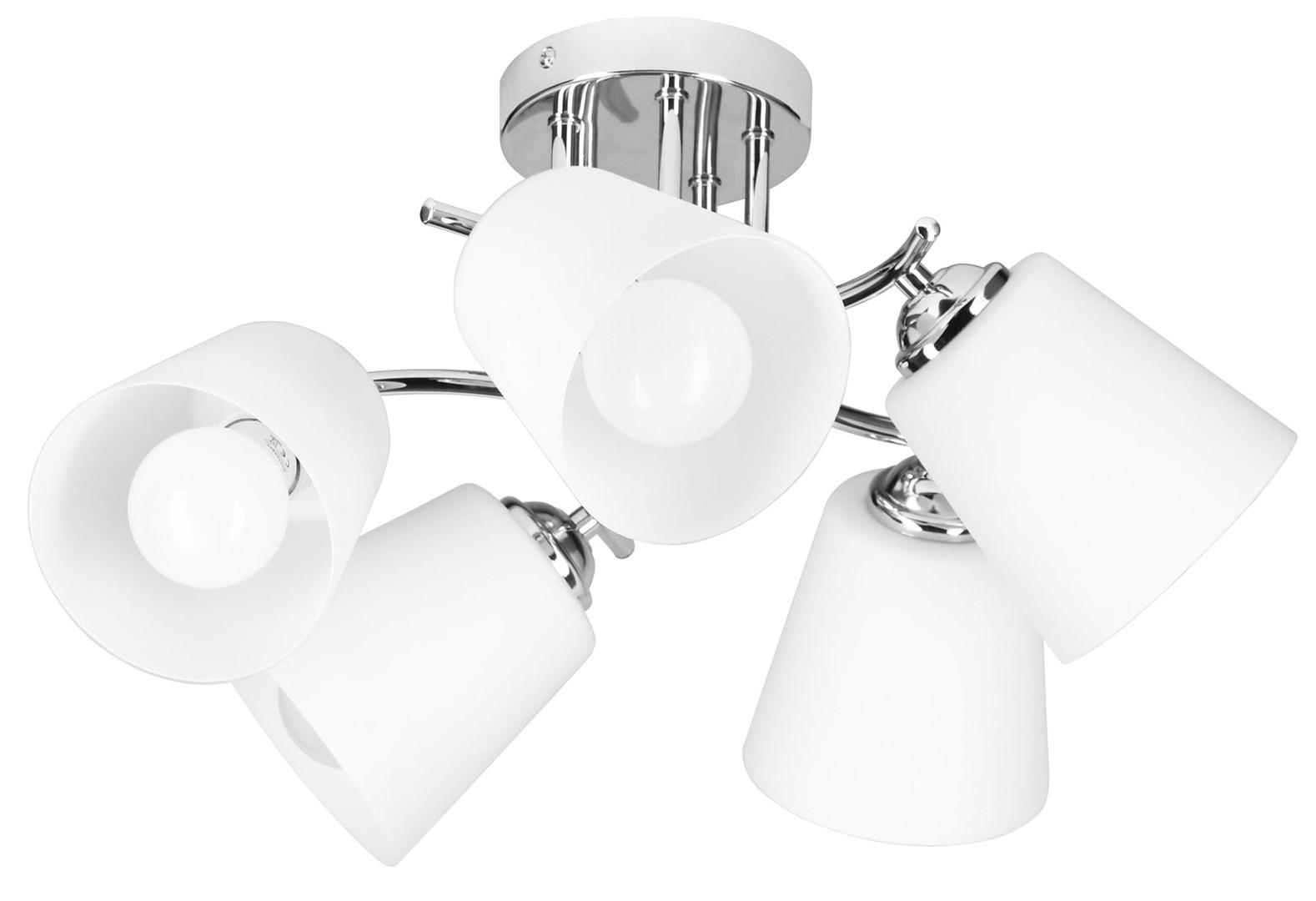 Loftlampe Activejet EMILY 5 x E27 - krom/hvid, IP20 billede