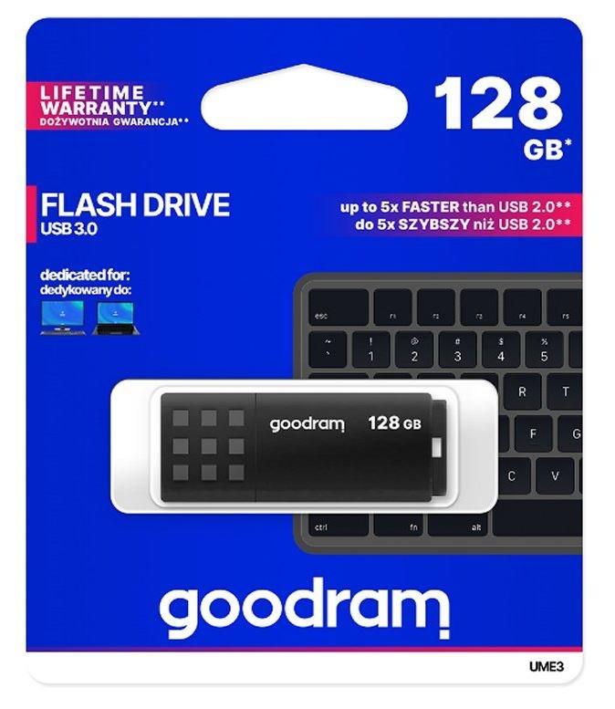 USB stik Goodram UME3 128 GB - USB 3.0 Type‑A, sort billede