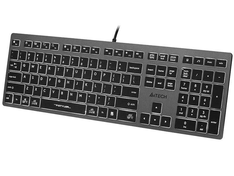 Tastatur med bagbelysning A4Tech FSTYLER FX60H USB (hvid lys) – sort/grå billede