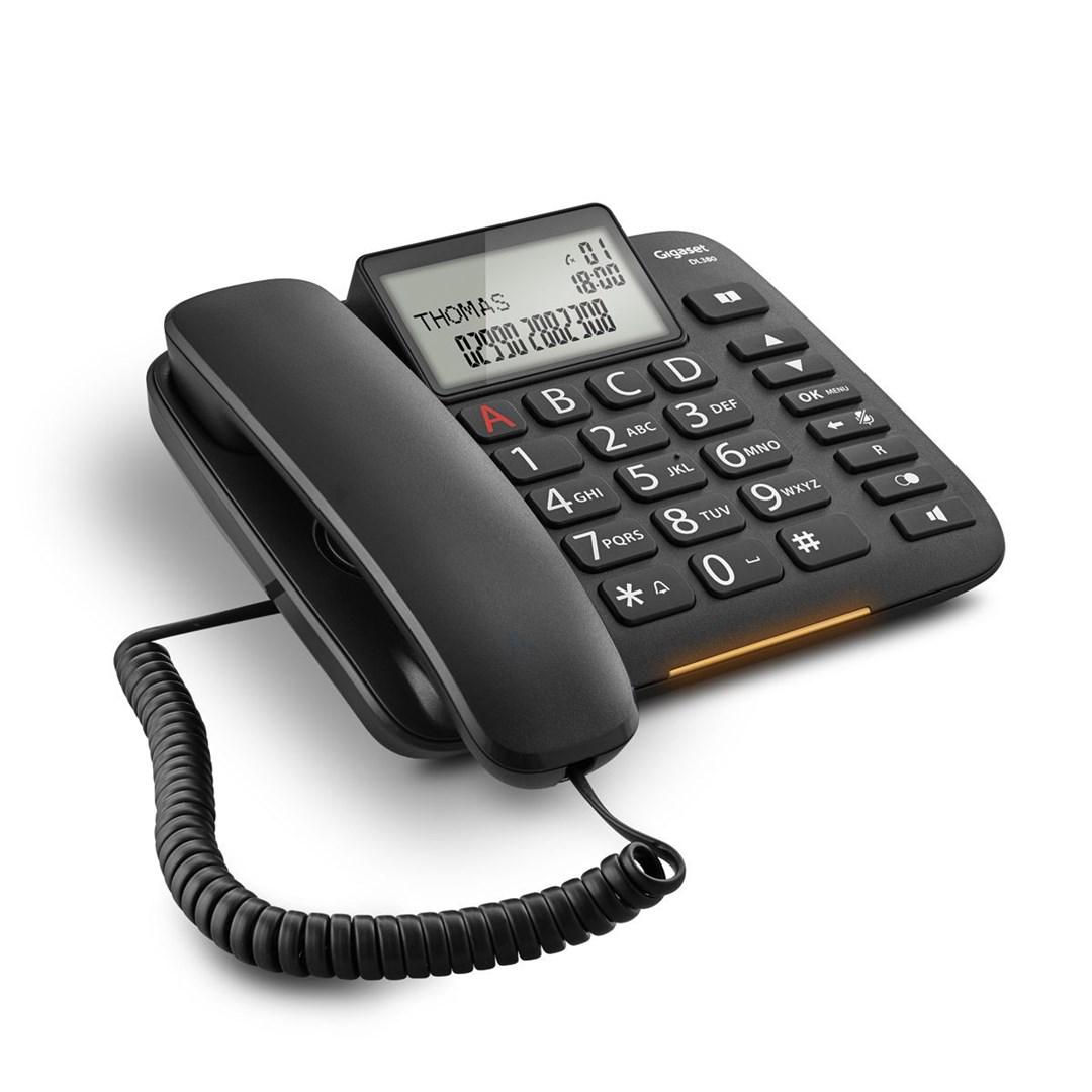 Fastnettelefon Gigaset DL380 med nummervisning – sort billede