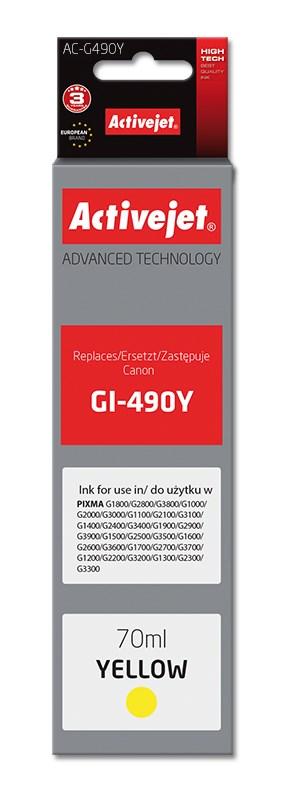 Blækflaske til Canon – Activejet AC-G490Y, gul, 70 ml (erstatning for GI-490Y) billede
