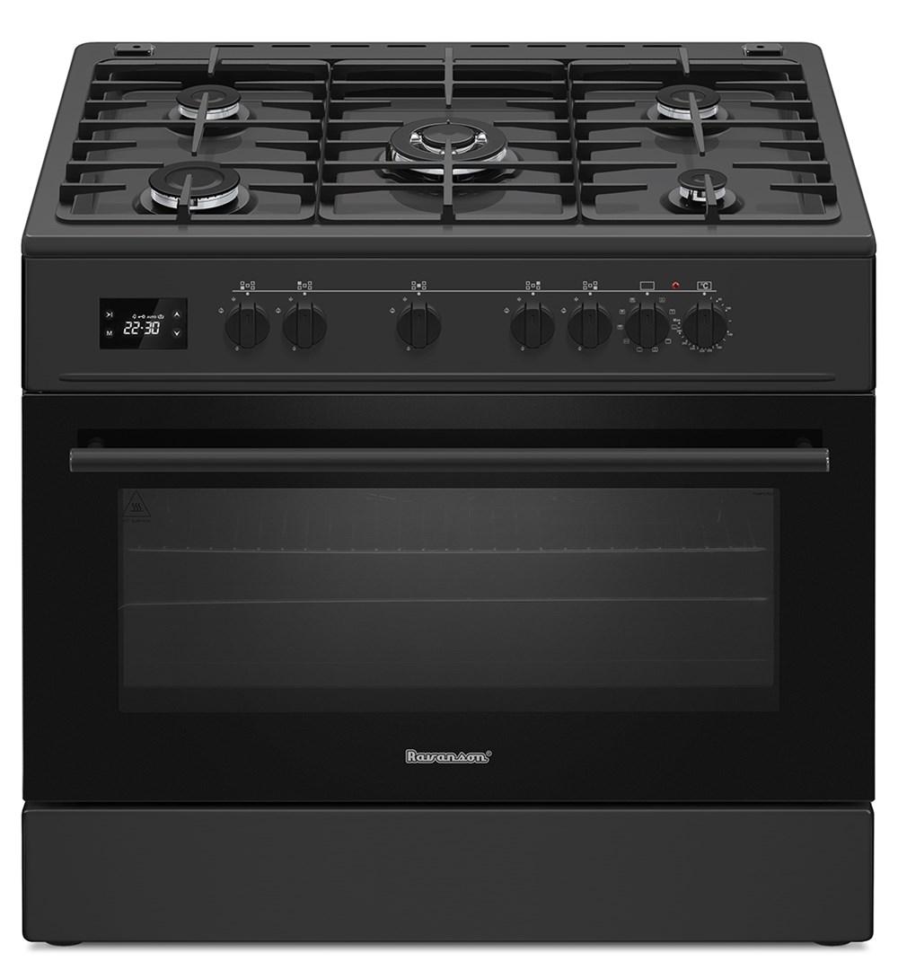 Gaskomfur med el-ovn 90 cm - Ravanson Cheff Modern Black (sort)