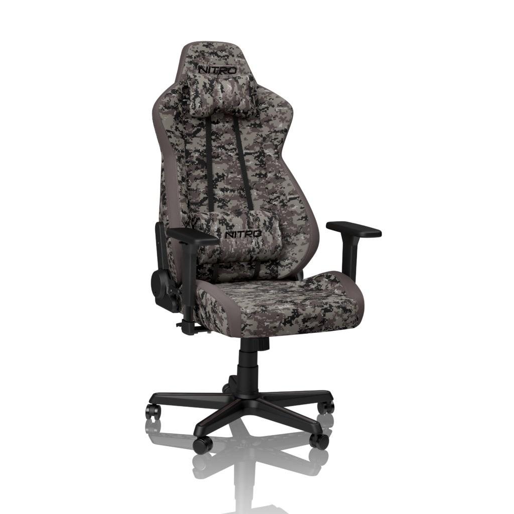 Gamerstol NITRO CONCEPTS S300 - polstret sÃ¦de og ryglÃ¦n, camouflage billede