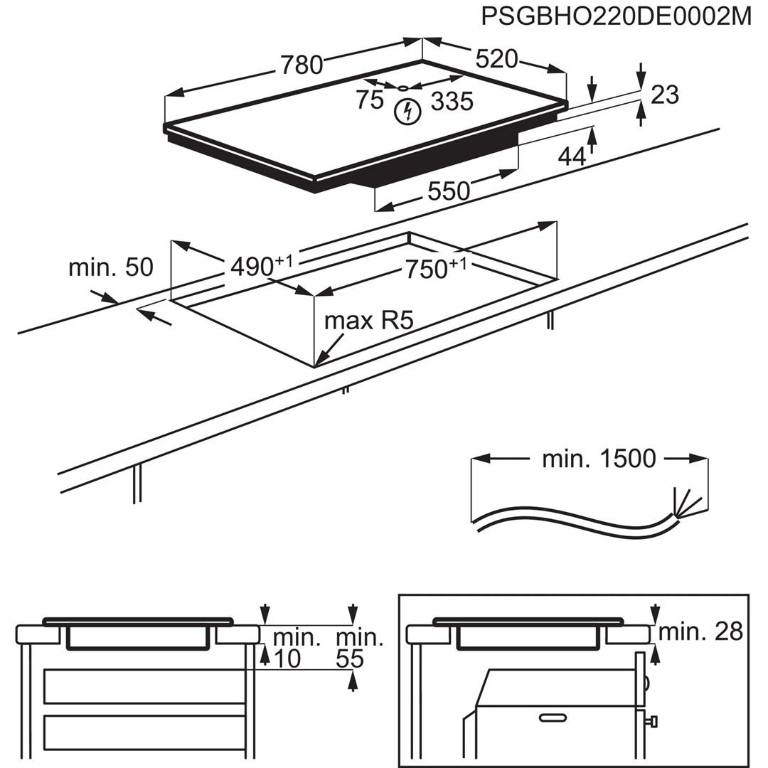 Induktionskogeplade Electrolux Serie 700 EIS82453, 80 cm, sort