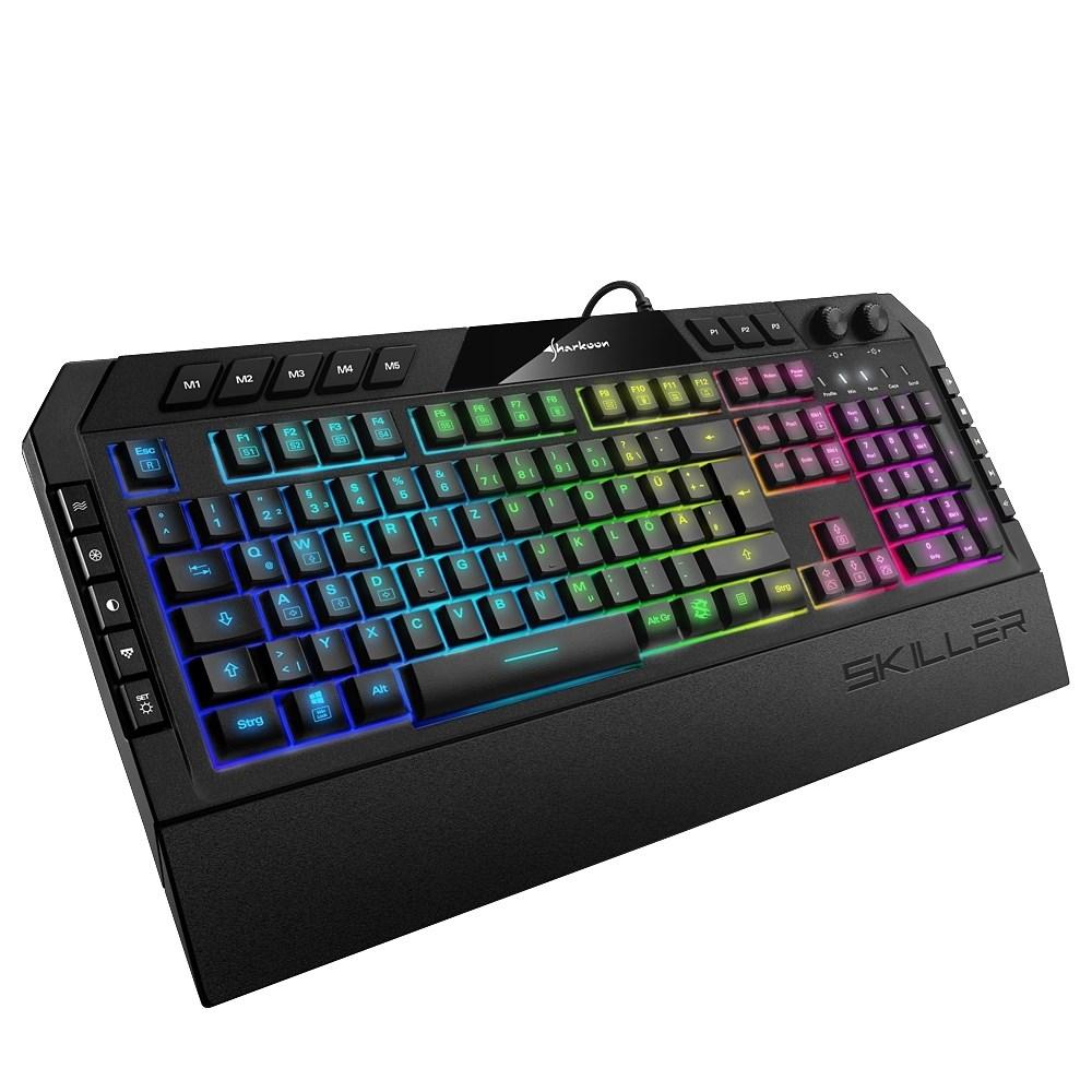 Gaming tastatur Sharkoon Skiller SGK5 – USB, fuld størrelse, RGB, QWERTZ (tysk), sort billede
