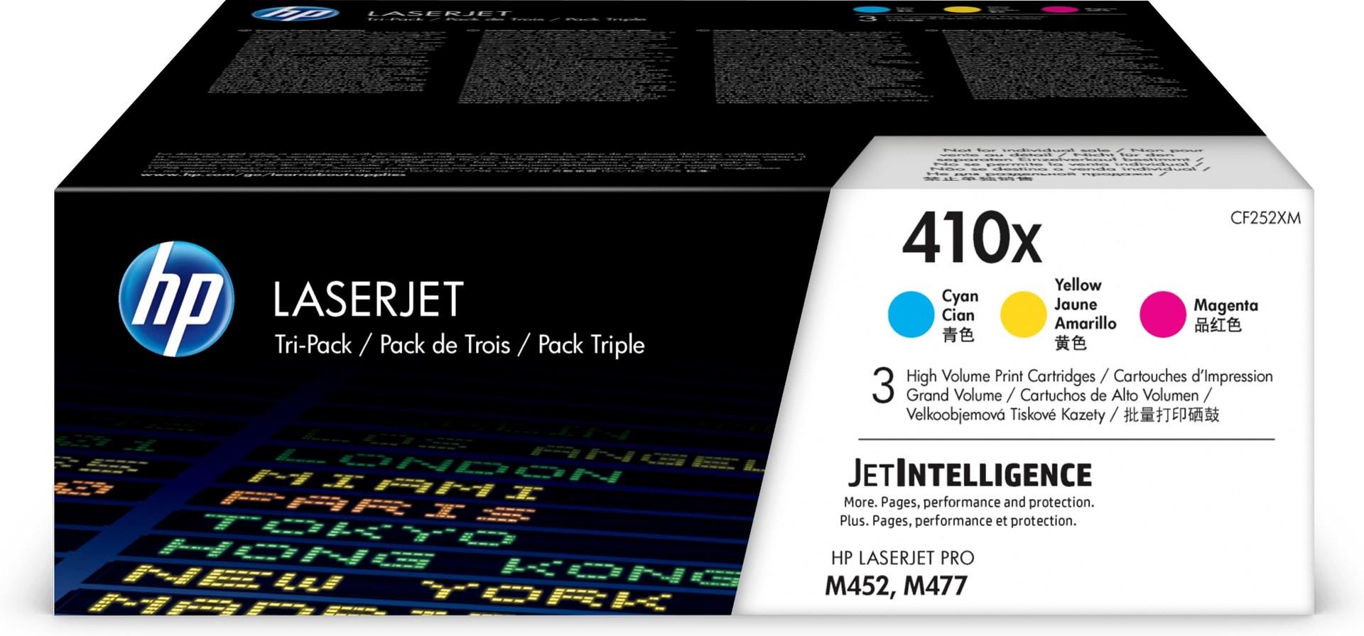 Toner til HP LaserJet 410X 3-pack høj kapacitet - cyan/magenta/gul