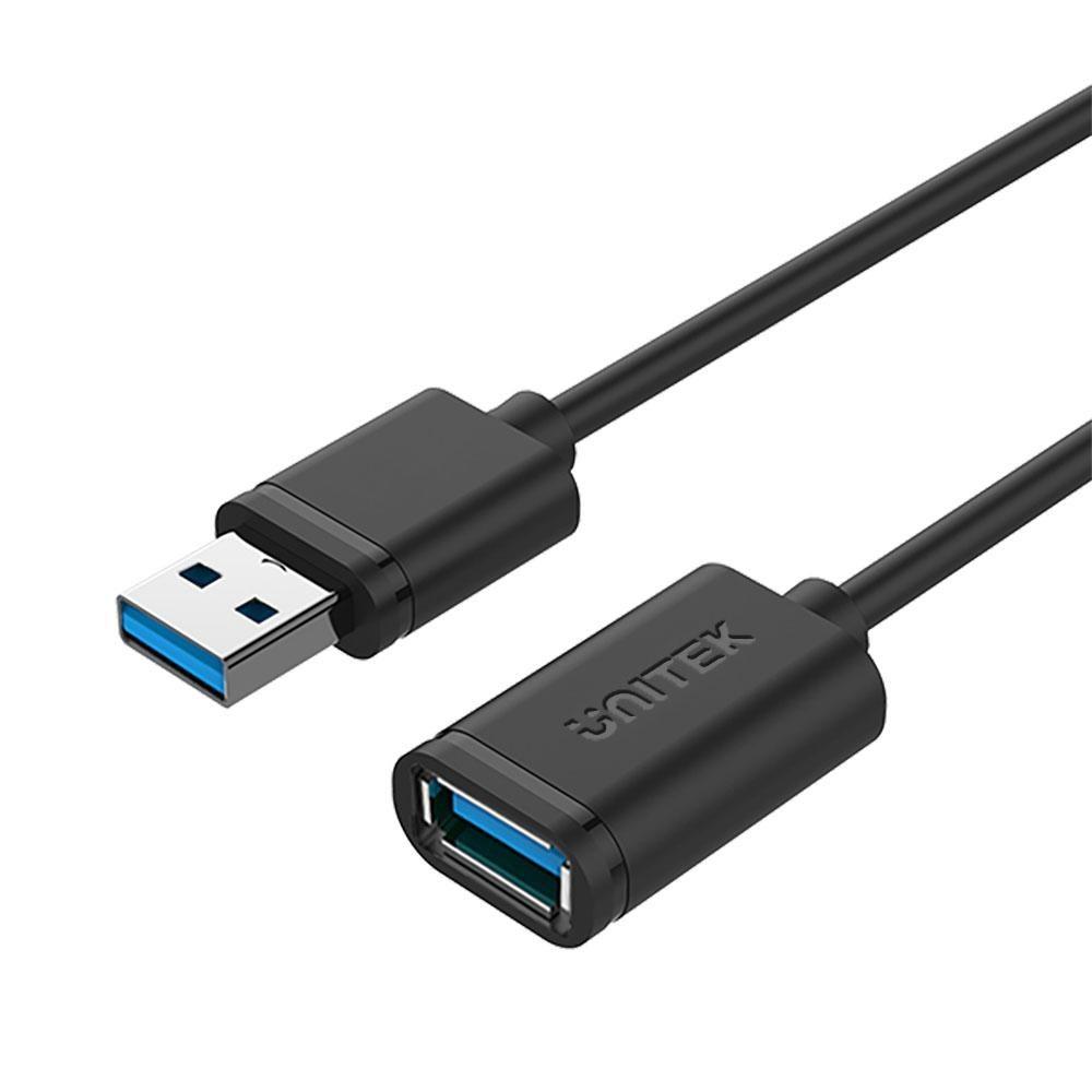 USB forlænger kabel 3.2 Gen 1 – UNITEK, USB-A han til USB-A hun, 2 m, sort