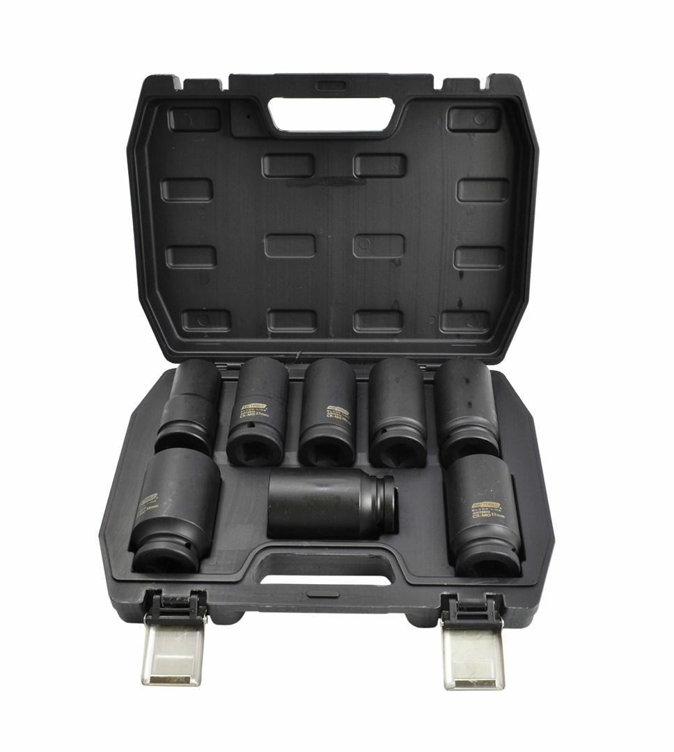 Topnøglesæt slag 3/4" - AWTOOLS - 8 dele, lange, Black Line billede
