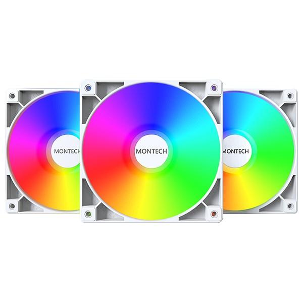 PC-ventilator 120 mm med ARGB – Montech GF120 PWM, hvid (3-pak) billede