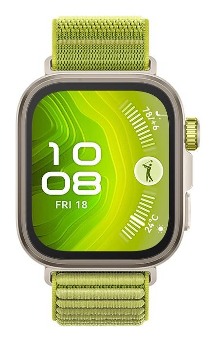 Smartwatch Huawei Watch Fit 4 Pro 40 mm - sølv med grøn rem, AMOLED 1,82″, GPS