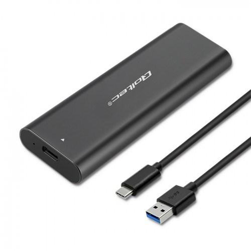 Eksternt M.2 SSD-kabinet - Qoltec 50311, sort, USB-C billede