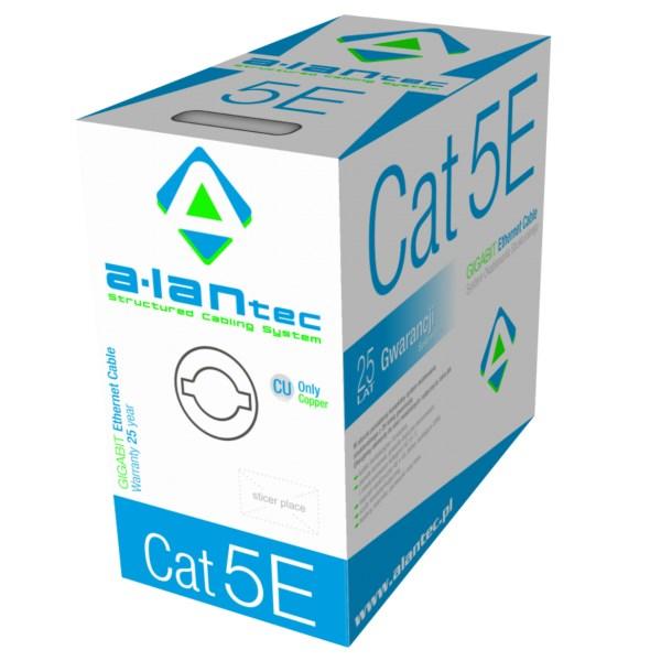 Netværkskabel Cat5e U/UTP - Alantec, grå, 305 m (bulk) billede
