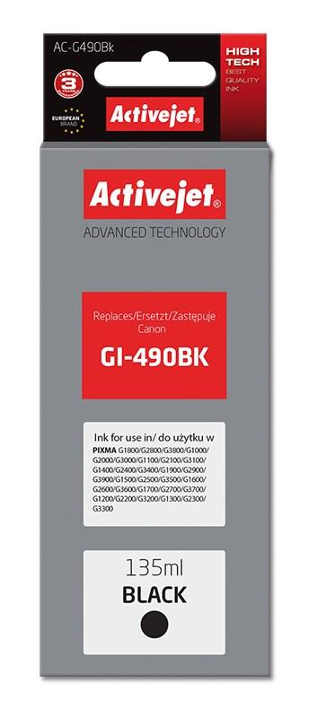 Blæk til Canon – Activejet AC-G490Bk, sort, 135 ml (GI-490BK), høj kapacitet billede