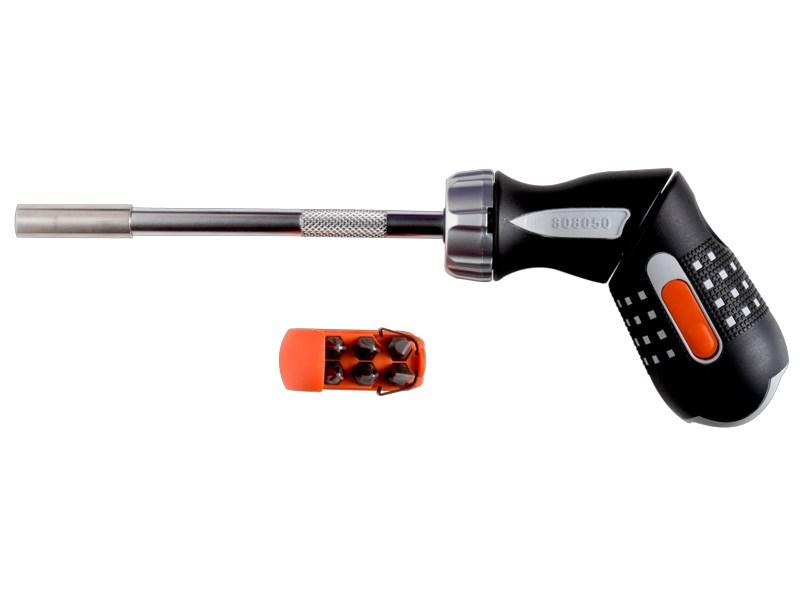 Skruetrækker med skralde - Bahco pistolgreb, magnetisk bitsholder
