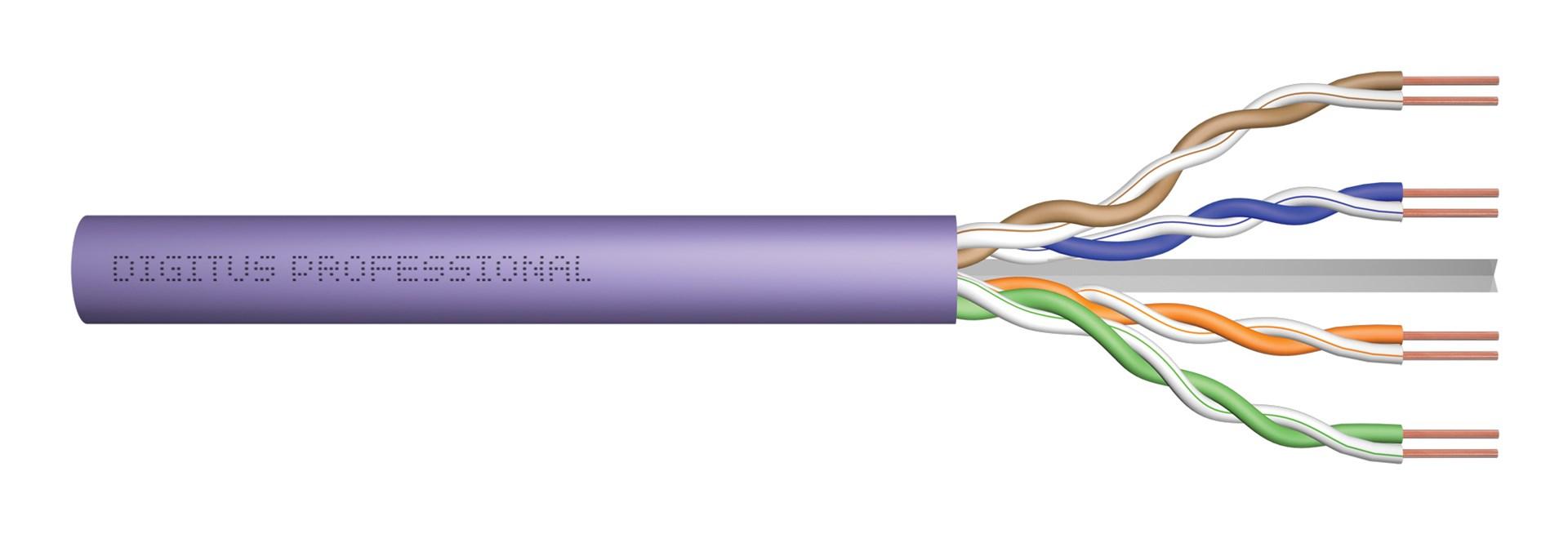 Netværkskabel Cat6 installationskabel – DIGITUS, 500 m, U/UTP, LSZH, lilla billede