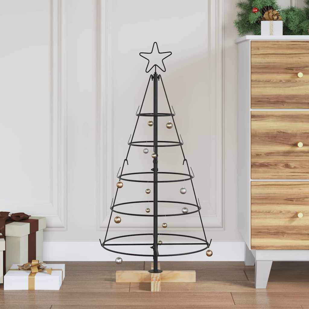 Juletræ med Kegle med stativ Sort 90 cm Stål billede