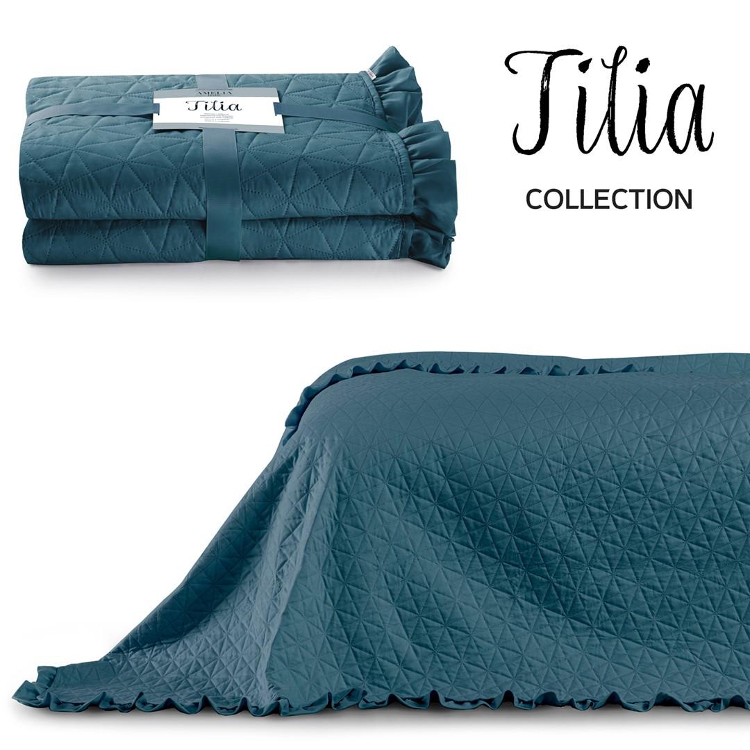 Sengetæppe - AmeliaHome Tilia, havgrøn mikrofiber 260×280 billede