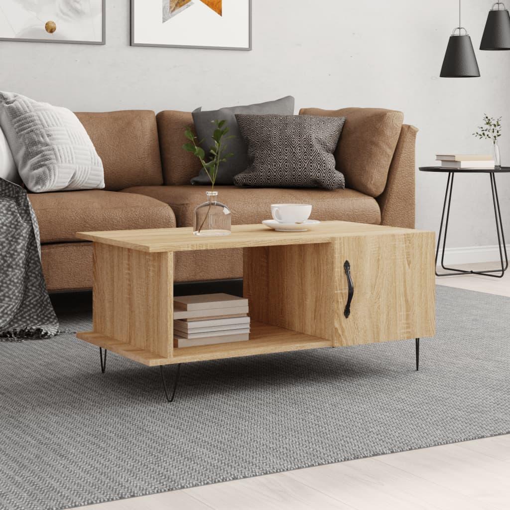 Sofabord 90x50x40 cm konstrueret træ sonoma-eg billede