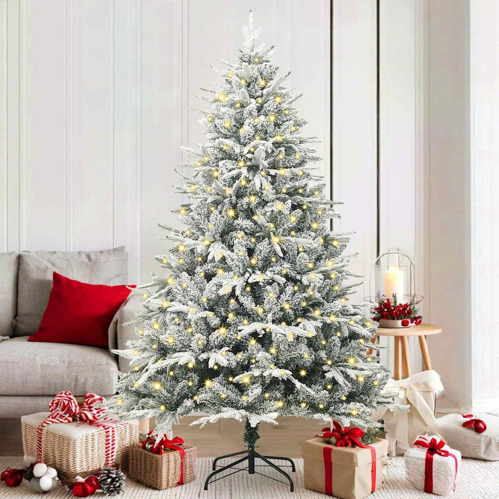 Kunstig Forbelyst Juletræ med 300 LED'er Grøn 180 cm PVC og PE billede
