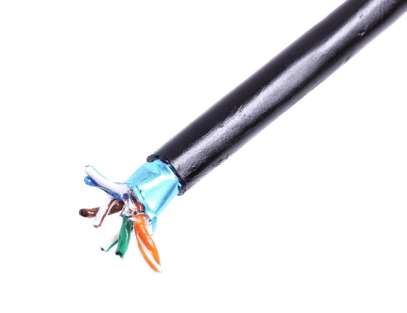 Netværkskabel udendørs DIGITUS Cat.5e F/UTP, AWG 24/1, PE, 305 m, sort, tromle billede