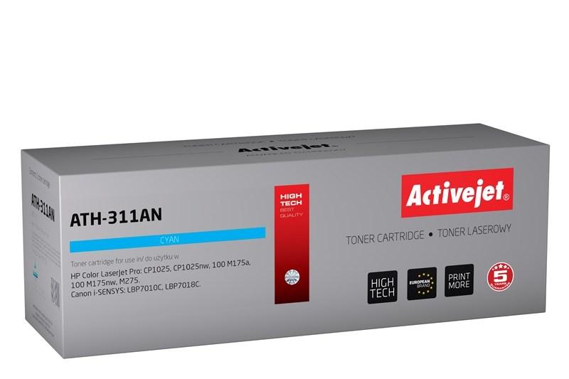 Toner til laserprinter Activejet ATH-311AN – cyan, kompatibel med HP 126A CE311A og Canon CRG-729C, 1.000 sider billede