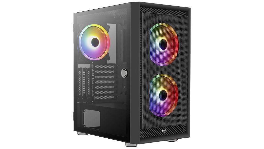 PC kabinet Aerocool Graphite-G v2 FRGB – Midi Tower, sort billede