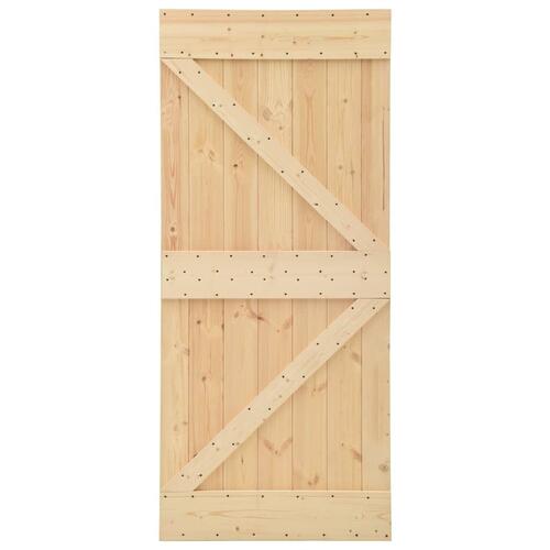 Skydedør med monteringssæt 80x210 cm massivt fyrretræ