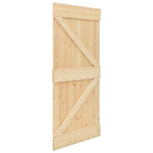 Skydedør med monteringssæt 80x210 cm massivt fyrretræ