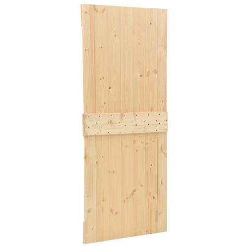 Skydedør med monteringssæt 80x210 cm massivt fyrretræ