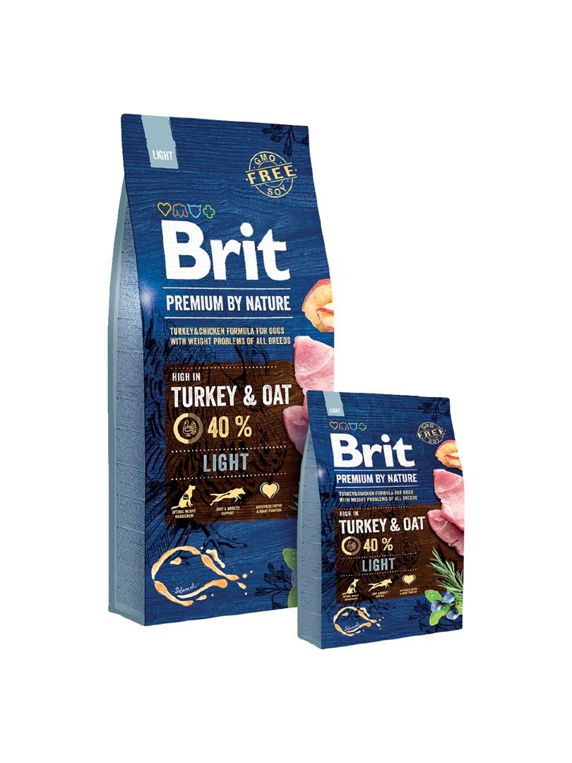 Hundefoder Brit Premium by Nature Light tørfoder – Kalkun, kylling, majs og æble 15 kg billede