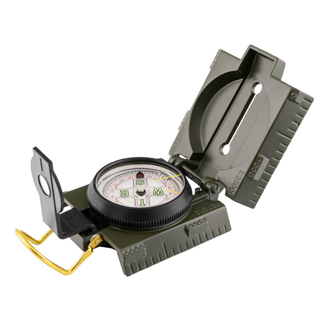 Kompas med sigte og LED-lys – MIL-TEC, metal, olivengrøn billede