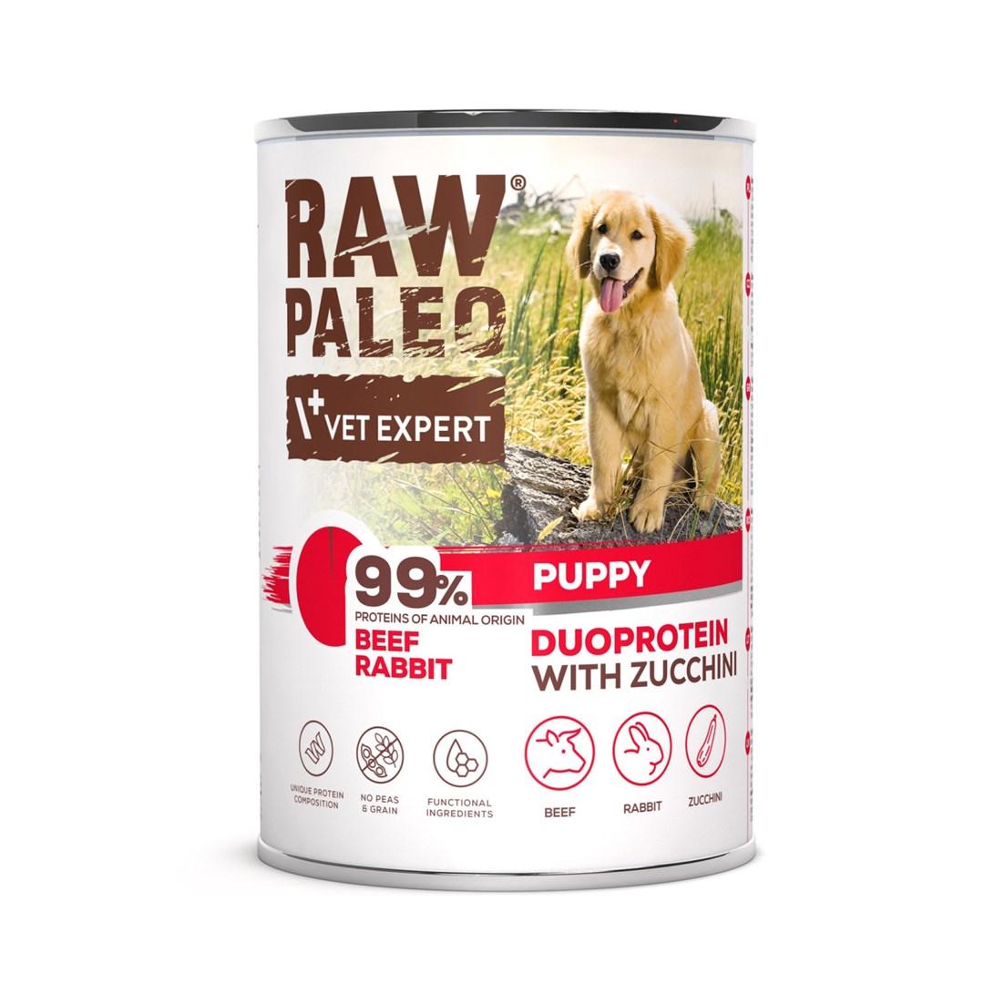 Hundefoder vådfoder – VetExpert Raw Paleo Duoprotein okse & kanin til hvalp, 400 g billede