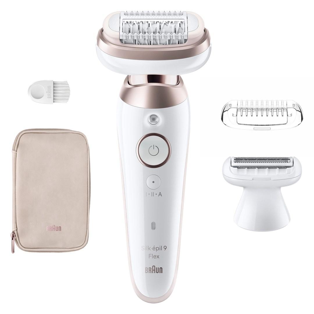 Epilator Braun Silk-épil 9 Flex 9-030, 3D-hoved, 40 pincetter - pink/hvid billede